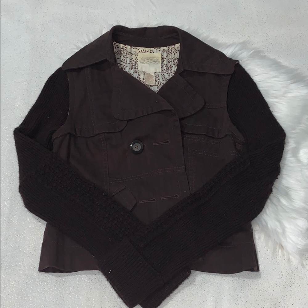 Anthropologie Cidra Brown Sweater Sleeve Jacket